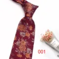 Men's burgundy floral jacquard tie, 8cm business formal necktie with vintage design. - No.001 Wine Red Floral