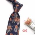 Men's business formal jacquard necktie, vintage floral pattern design, stylish suit accessory. - No.002 Dark Blue Floral