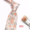 Men vintage floral jacquard business necktie polyester silk pink tie for formal wear - No.003 Pink Floral
