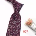 Men vintage burgundy jacquard tie 8cm business formal polyester necktie leaf pattern. - No.007 Wine Red Leaf