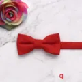 Kids red corduroy bow tie solid color cute children fashion neckwear accessories for boys girls - Style Q