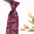 Burgundy floral tie for men, elegant wedding and business accessory with delicate silver details. - Style 006