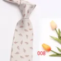 Detailed view of beige men necktie featuring elegant brown feather pattern fine fabric texture - Style 008