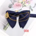 Papillon uomo blu scuro tinta unita con ciondolo catena oro moda colletto a punta - Blu scuro