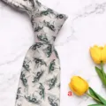 Men's silk business formal tie detail, grey sail printed necktie, 8cm wide wedding accessory. - Style A