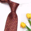 Classic men's business silk necktie with elegant wave floral pattern, perfect for wedding and formal wear. - Style L