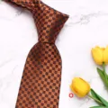 Men's business formal polyester silk tie with retro floral geometric pattern, 8cm wide. - Style O