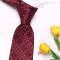 Burgundy silk necktie for men 8cm business formal floral woven tie stylish accessory - Style P