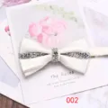Farfallina da uomo e donna da lavoro con strass bicolore per matrimoni banchetti camicia access - Bianco