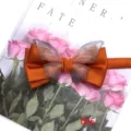 Orange satin bow tie with translucent butterfly wings, elegant accessory for formal events. - Color 005