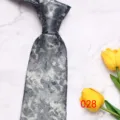 Classic men's silver patterned business casual necktie with elegant texture for wedding. - No. 028 - Silver Gray Interwoven