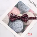 Mens burgundy floral bow tie British style business formal wedding neckwear accessory. - Color 025
