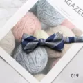 Men's blue and grey striped bow tie, classic fashion formal business neckwear accessory. - Color 019