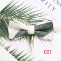 Elegante pajarita para hombre con diseño de patchwork de espiga verde chic para bodas. - 001