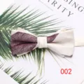 Elegante pajarita doble para hombre en tela crema con motivo de espiga burdeos. - Color 002