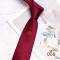 Burgundy wedding tie for men 7cm polyester silk groom groomsmen necktie with heart double happiness. - Color 006