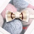 Pajarita a rayas de doble capa para hombre elegante boda novio accesorio de cuello formal - 001