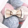 Pajarita doble hombre detalle boda traje accesorio blanco beige tela moda corbata cuello - Color 002