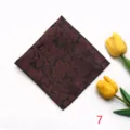 Detailed view of stylish men brown floral jacquard pocket square suit handkerchief accessory. - Pocket Squares 7