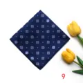 Blue patterned mens pocket square suit handkerchief business accessory detail view display. - Pocket Squares 9