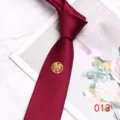 Wine red men wedding tie 7cm polyester silk groom necktie with golden double happiness symbol. - Color 013