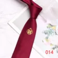 Burgundy wedding necktie detail, 7cm silk-like fabric with lucky double happiness charm. - Color 014