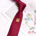 Burgundy wedding necktie for men silk polyester groom neck tie with double happiness pin - 017