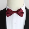 Pajarita burdeos para hombre traje de boda elegante fiesta novio corbata lisa clásica - 001