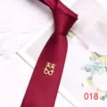 Men burgundy necktie 7cm wedding silk tie with double happiness pin groom formal neckwear - Color 018