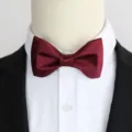 Clásico pajarita burdeos para hombre, elegante accesorio de traje de boda con cuello de camisa. - Color 002