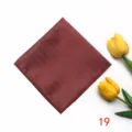 Detail shot of a burgundy striped pocket square for men, styled with yellow tulips. - Pocket Squares 19