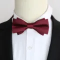 Heren bordeauxrode gelaagde vlinderdas, elegante formele halskleding voor bruidegom. - Kleur 005