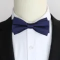 Donkerblauwe gelaagde heren vlinderdas formele pak bruiloft bruidegom accessoire - Kleur 009