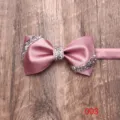 Farfallino rosa in satin da uomo con strass cristalli brillanti accessorio abito - Rosa (003)
