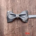 Uomo elegante papillon grigio strass cristallo matrimonio festa abito accessorio - Grigio (004)