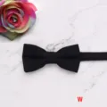 Kids solid color black velvet bow tie detail, stylish fashion accessory for boys and girls. - Style W