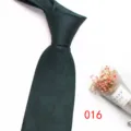 Dark green jacquard men's business tie, vintage leaf pattern silk tie detail, professional look. - No.016 Dark Green Leaf