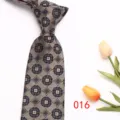 Mens formal business necktie with vintage floral pattern, classic grey fabric tie for weddings. - Style 016