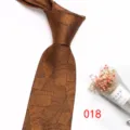 Men business formal necktie 8cm brown vintage leaf jacquard polyester tie for men suit wear - No.018 Brown Leaf