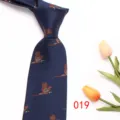 Men's Navy Blue Pheasant Pattern Woven Necktie Business Formal Wear Tie with Elegant Floral Prop. - Style 019
