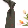 Olive green mens tie with elegant pheasant embroidery classic business necktie detail shot - Style 020