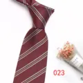 Men's classic business striped necktie 8cm wide retro polyester jacquard formal tie. - No.023 Wine Red Striped