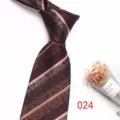 Detailed view of men's business retro silk jacquard tie in dark brown with elegant pattern. - No.024 Dark Brown Retro Geometric