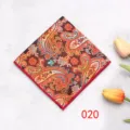 Dettaglio di fazzoletto da taschino paisley, elegante fazzoletto in tessuto marrone. - Colore 020