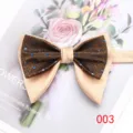 Pajarita doble hombre retro marron de lunares negocios boda traje accesorio de cuello - Color 003