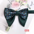 Mens vintage double layer bow tie dark green patterned neckwear for suit wedding formal accessory - Color 008