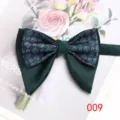 Men's vintage double-layered green bow tie with geometric pattern for formal business events. - Color 009