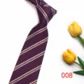 Classic British style striped tie in burgundy with white and brown diagonal stripes for men. - Color 008