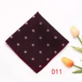 Burgundy polka dot pocket square with herringbone texture, elegant suit accessory for men. - 011