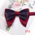 Men vintage double layer bow tie burgundy floral contrast elegant suit party accessory - Color 015